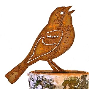 Elegant Garden Design Vesper Sparrow, Steel Silhouette with Rusty Patina
