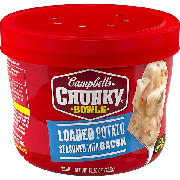 CAMPBELL’S CHUNKY SOUP, LOADED POTATO SEASONED WITH BACON, 15.25 OZ MICROWAVABLE BOWL
