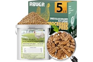 RBUGR Chicken Feed, 5lb Dried Black Soldier Fly Larvae Pellets for Chickens, Processed Chicken Food for Laying Hens, Organic Chickens Feed with More Protein & Calcium Than Mealworms
