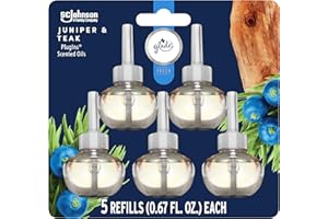 Glade PlugIns Refills Air Freshener, Scented and Essential Oils for Home and Bathroom, Juniper & Teak, Fresh Collection 3.35 Fl Oz, 5 Count