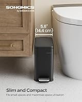SONGMICS Narrow Pedal Bin 5 L Black Slim Indoor Bathroom Waste Bin view 2