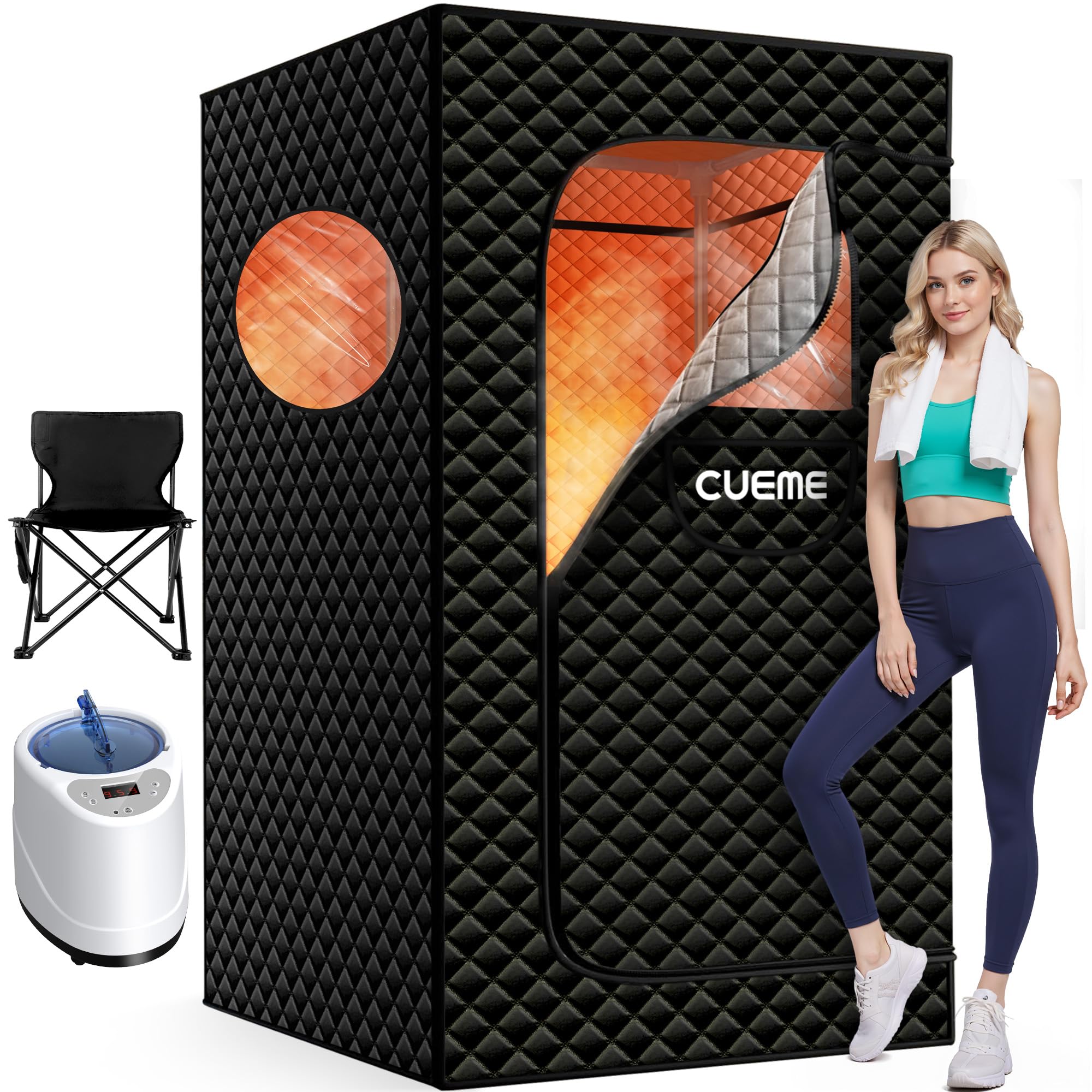 Photo 1 of Portable Steam Sauna for Home with 3L 1200W Steamer, 9-Level Remote Control, Foldable Chair & Extra-Large Tent (2.6’ x 2.6’ x 5.9’) – Personal Sauna Box for Relaxation and Comfort