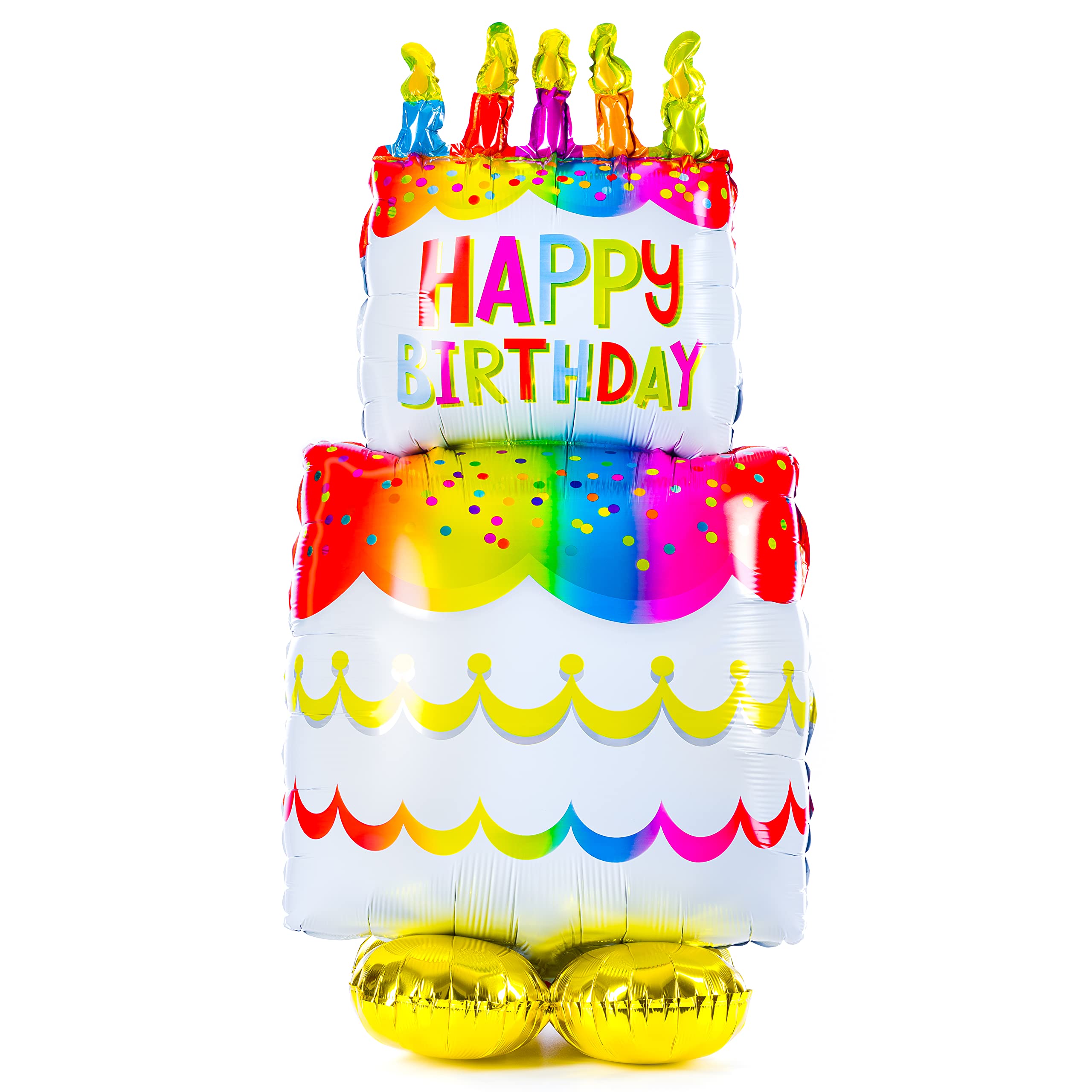 LavaRose Jumbo 100cm Tall Happy Birthday Balloons - Freestanding, Gold, No Helium, Perfect for Parties