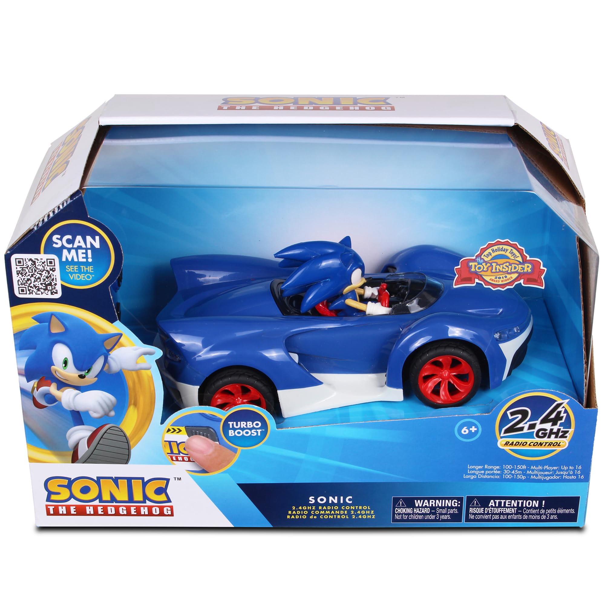 NKOK Team Sonic Racing 2.4GHz Radio Control Toy Car with Turbo Boost - Sonic The Hedgehog 601, Features Working Lights, Adjustable Front Wheel Alignment, Super Fun and Easy, Ages 6 and up