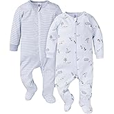 Gerber baby-girls Baby Unisex 2-pack 2-way Zip Textured Sleep 'N Play