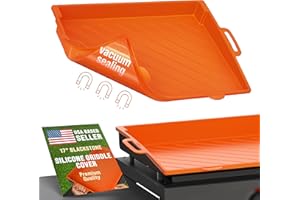 QBOTTLE ⭐ UPGRADED Silicone Griddle Mat Cover for Blackstone Grill - 17 Inch Full-Edge Protective Cover - Heavy Duty Food Grade Grill Buddy Mat - All Season 17" Blackstone Griddle Accessories - ORANGE [2024]