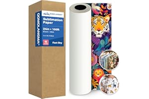 QOMOLANGMA Dye Sublimation Paper Roll 24 in x 100 ft Fast Dry Dye Sublimation Paper for SureColor F570 Dye-Sublimation Printer 95gsm, 2" Core