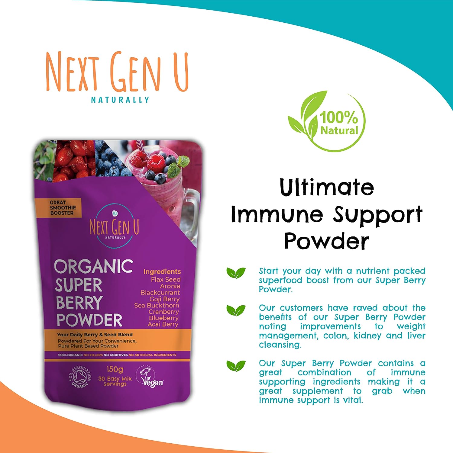 Super Berry Powder, 150g, Immune Support, Food Supplement, Superfood Berries, Smoothie Mix for Shakes - Image 4