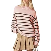SeeLuNa Oversized Sweaters for Women Roll High Neck Hem Long Sleeve Soft Chunky Cable Knit Striped Pullover Tops Outerwear
