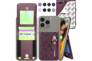 Harryshell Stick on Adhesive Phone Wallet with Card Slots [Hold Up to 6 Cards] [Kickstand] Cash Coin Zipper Pocket for iPhone/Samsung/Google Most Smart Phones (Floral Wine Red)