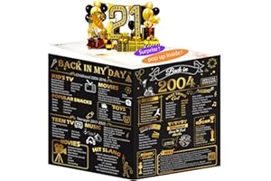 OLOSONG 21st Birthday Card for Girls Boys, 3D Pop Up 21st Birthday Gifts Cards, Happy 21 Birthdays Decorations for 21 Year Old Son Daughter, Funny Back In 2004