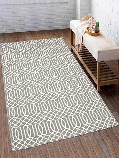 Saral Home Cotton Multi Purpose Handloom Rugs-(90x150 cm, Grey)