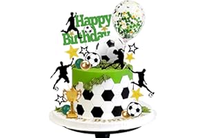 DRWATE 31 PCS Soccer Cake Topper Soccer Ball Player Cake Decorations for Soccer Football Theme Birthday (Black)