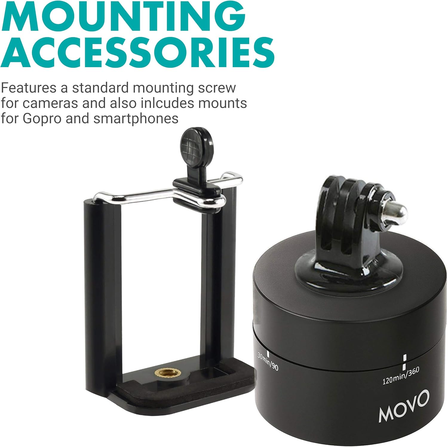 Movo MTP2000 360°/ 120-Minute Panoramic Time Lapse Tripod Head for DSLR's, GoPro's, and Smartphones : Camera & Photo