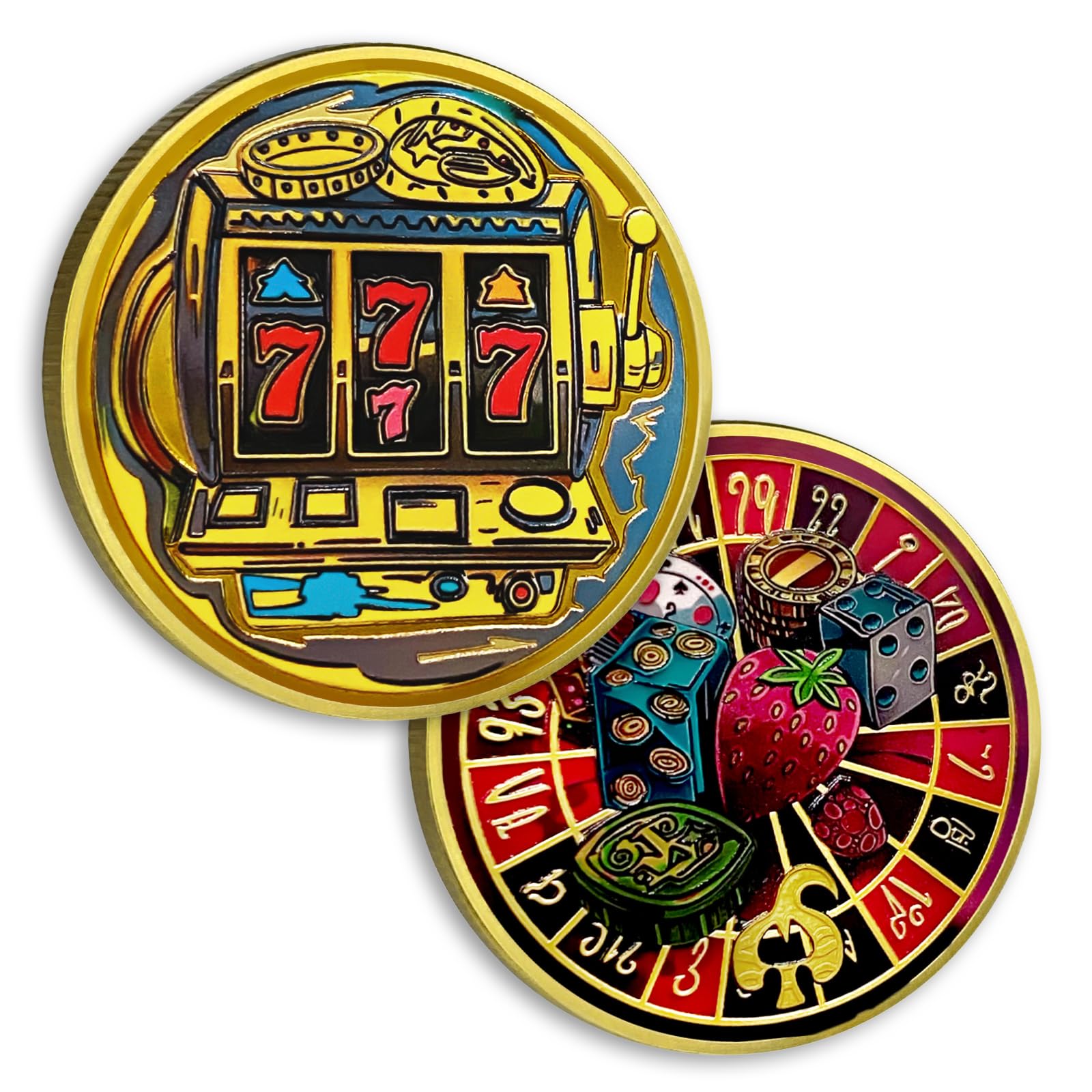 Unique Roulette Casino Lucky Coin, 777 Slots Lucky charms - Horseshoe Card Guard Coin - Clover Poker Chip - Las Vegas Casino Accessories -Collectibles Gifts for Men Women — image 1