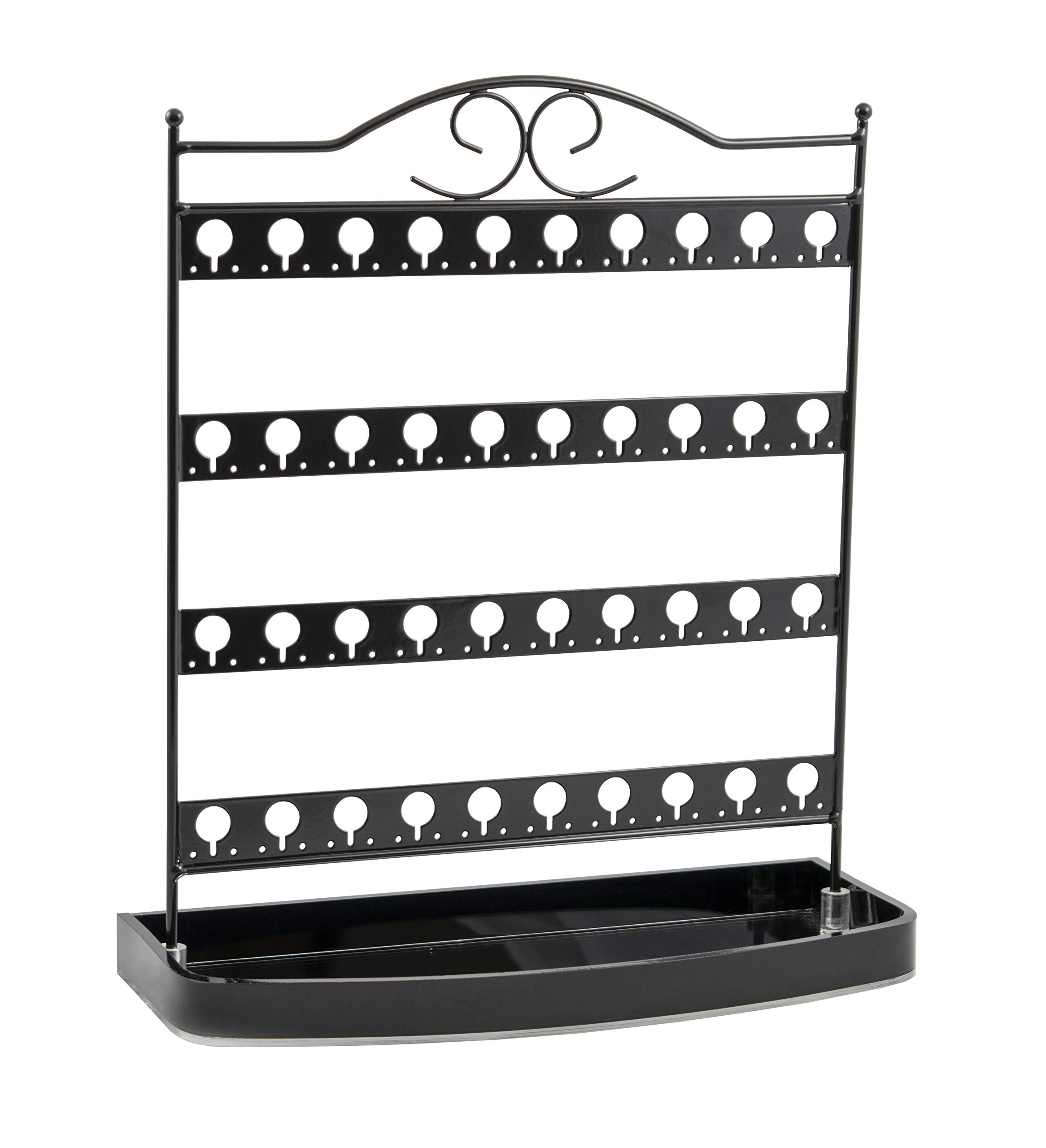 Mango Steam Tabletop Mirror Base Stud Earring Jewellery Organiser, Display Stand, Storage, Gift (Black)