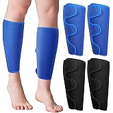 Chivao 2 Pairs Calf Brace Adjustable Shin Splint Support Lower Leg Compression Wrap Calf Sleeves for Men Women Pain Relief, Increases Circulation Reduces, Muscle Swelling(Blue, Black)