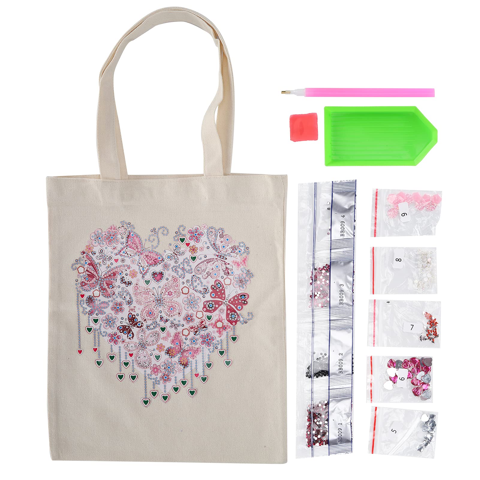 Buachois Diamond Painting Shopping Bag Potted Flowers Pattern Diamond Embroidery 5D Painting DIY Arts Rhinestone Handbag for Home Travel Work(#1)