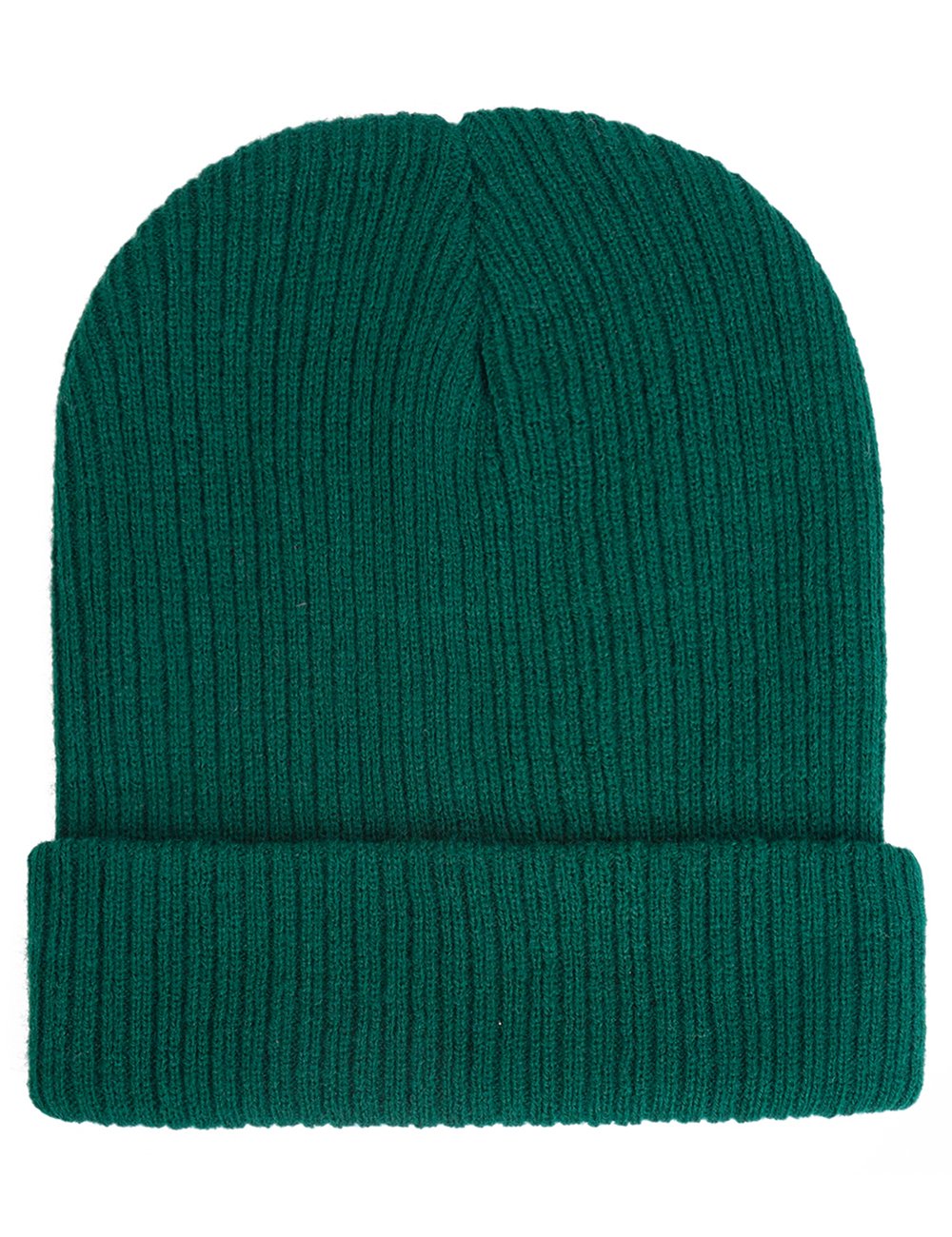 Slouchy Beanie Casual Knitted Winter Hat Cuffed Plain Warm Cap Pure Color Simple Skull Cap for Women Men (Medium, Green)