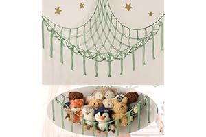 mirolam Large Stuffed Animal Hammock Corner Net for Toys Storage HangingStuff Animal Organizer Holder Matcha Green Room Bedroom NurseryDecor Organization