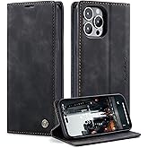 SINIANL Compatible with iPhone 14 Pro Max Wallet Case, PU Leather Book Folding Flip Folio Case with Card Holders Kickstand Magnetic Closure Protective Cover for iPhone 14 Pro Max - Black