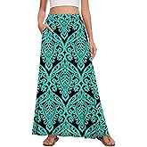 Leafsay Womens Maxi A-line Long Skirt Casual 2025 Elastic High Waist Flowy Skirts with Pockets