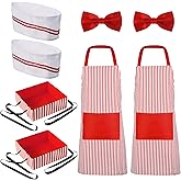 SATINIOR 8 Pcs Carnival Adult Waiter Costume Circus Popcorn Hot Dog Soda Jerk Movie Night Costume 50s Party Cosplay