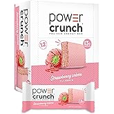 Power Crunch Strawberry Protein Bars, Strawberry Cream, 12 Ct, 1.4 oz each | On-the-go Power Crunch strawberry cream protein snack bars, crispy crunch bars