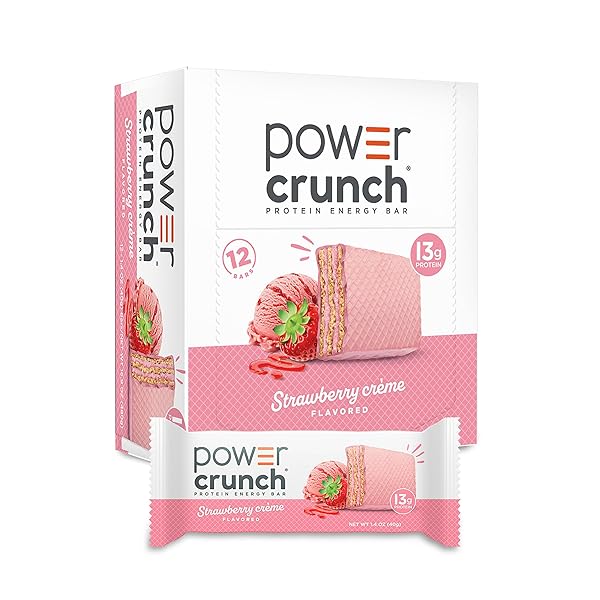 POWER CRUNCH PROTEIN ENERGY BARS, STRAWBERRY CREAM 1.4OZ,...