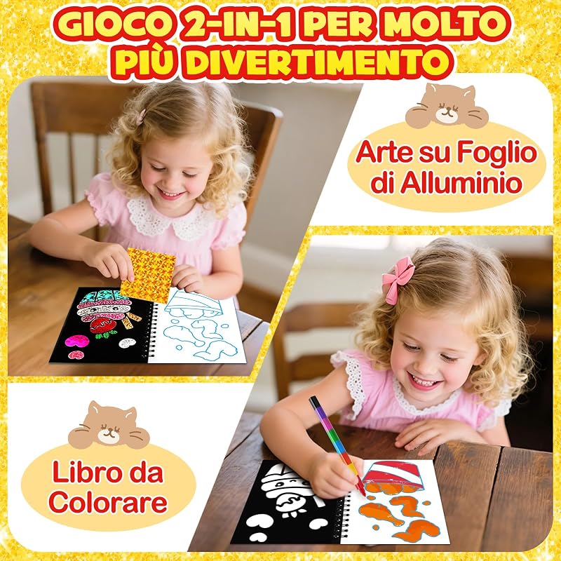 16 Kit Foil Art Attività Libri Gadget Compleanno Bambini — foto 5 di 7