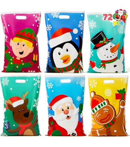 40 Pack Easter Treat Bags With Handles - 6.5x10 Inch Plastic Goodie Bags