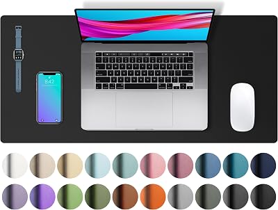 Aothia Leather Desk Pad 60x35cm Non-Slip PU Leather Mouse Pad Black