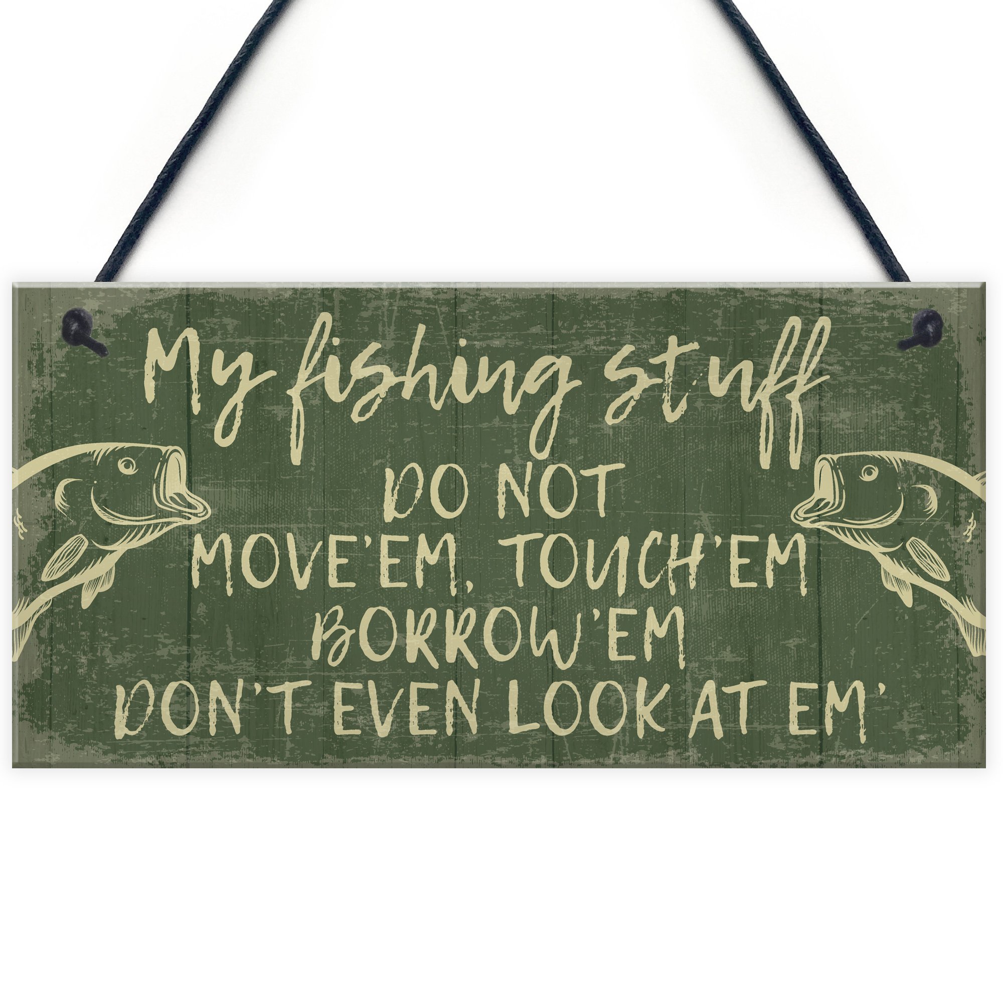 Red Ocean Funny Fishing Fisherman Stuff Sign Garden Shed Man Cave Plaque Grandad Dad Son Gift