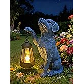 YODY Garden Statues Outdoor Garden Decor: Dog Statue with Solar Lantern for Yard Art Lawn Ornaments Porch Patio Balcony Home House - Birthday Gifts for Grandma Mom Women