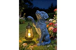YODY Garden Statues Outdoor Garden Decor: Dog Statue with Solar Lantern for Yard Art Lawn Ornaments Porch Patio Balcony Home House - Birthday Gifts for Grandma Mom Women