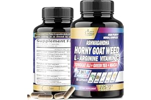 ORGANIC CADANE 22570mg Horny Goat Weed Supplement - Extract for Strength, Bone, Joint & Immune Health Support - 7in1 Blended with VIT C, Ashwagandha Root, L-Arginine & More - 90 Capsules