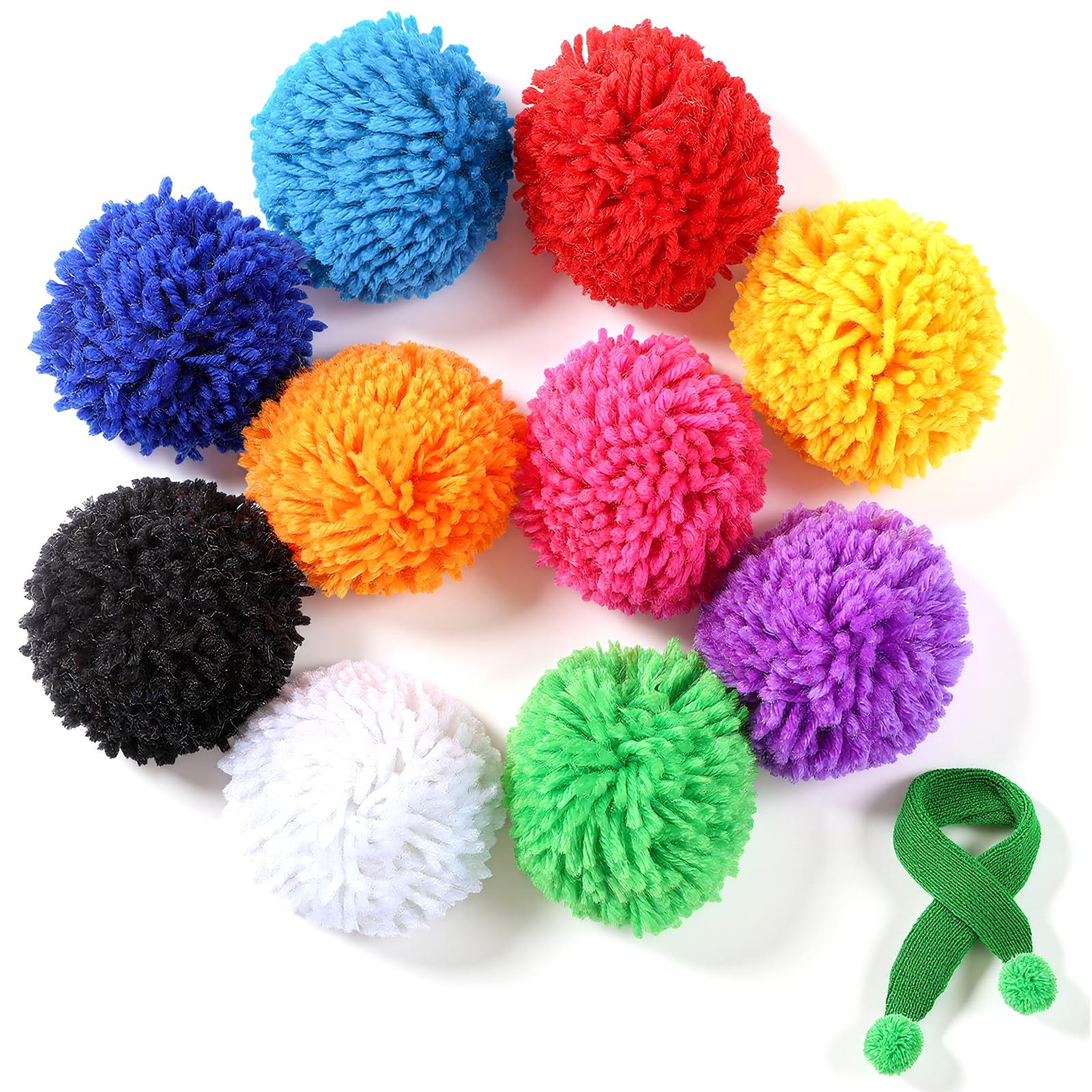 Photo 1 of 10 Pcs Large Yarn Pom Poms, 3.1 Inches Fluffy DIY Knitting Hat Pompoms, Removable Crochet Crafts Accessories for Hats or Handmade Craft Xmas Thanksgiving Party - DIY Craft Pompoms