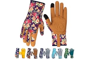 MERTURN Leather Gardening Gloves for Women Thorn Proof Garden Gloves Touch Screen Working Gloves Gifts,M