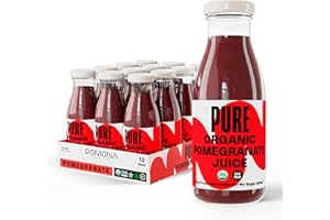 POMONA ORGANIC JUICES Pure Pomegranate Juice, 8.4 Ounce Bottle (Pack of 12), Cold Pressed Organic Juice, Non-GMO, No Sugar Added, Not from Concentrate, Gluten Free, Kosher Certified, Preservative Free