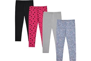 BTWEEN Stylish Girls' Leggings Set - Comfortable, Durable, and Versatile - Pack of 4 with Unique Patterns