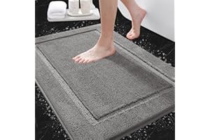 IM HOME Bathroom Rugs 24"x17", Ultra Soft Thick Plush Fluffy Microfiber Absorbent Bath Mat, Non-Slip Backing, Machine Washable Bath Mats for Bathroom Floor, Tub and Shower, Charcoal Gray