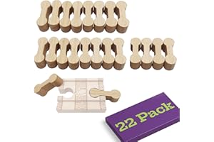22 Pcs Deluxe Wooden Dog Bone Track Connector Pack - Wooden Train Connector Pieces Compatible with All Train Track Sets - Track Accessories - Zany Trains Series 2 (22 Pack)