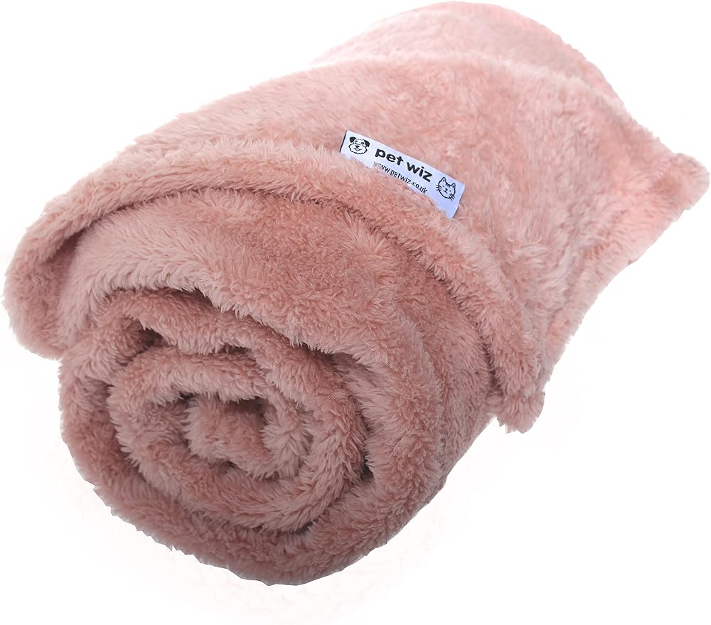 Pet Wiz Soft Fluffy Fleece Blanket Pink 60 x 80cm Small