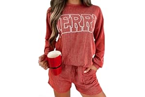 miduo Womens 2 Piece Sets Ribbed Textured Knit Long Sleeve Shirts and Shorts Matching Lounge Set Loungewear with Pockets