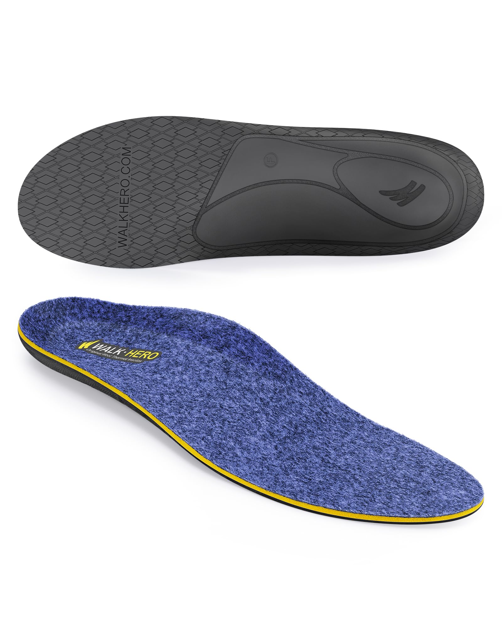 Photo 1 of WALKHERO Wool Insoles - Fleece Arch Supports Inserts, Plantar Fasciitis Relief, Cushion Comfort Warm Sheepskin Shoe Insoles for Cold Weather (Blue Mens 10)