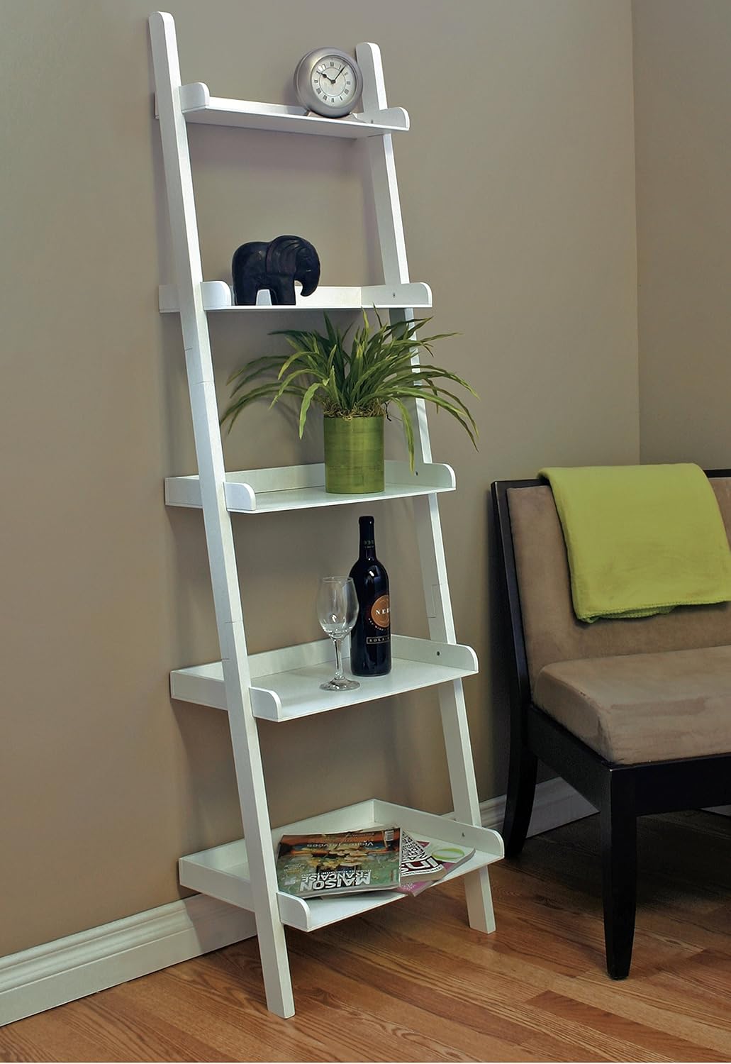 kieragrace Providence Hadfield Leaning Shelf - White, 18" by 66": Home & Kitchen