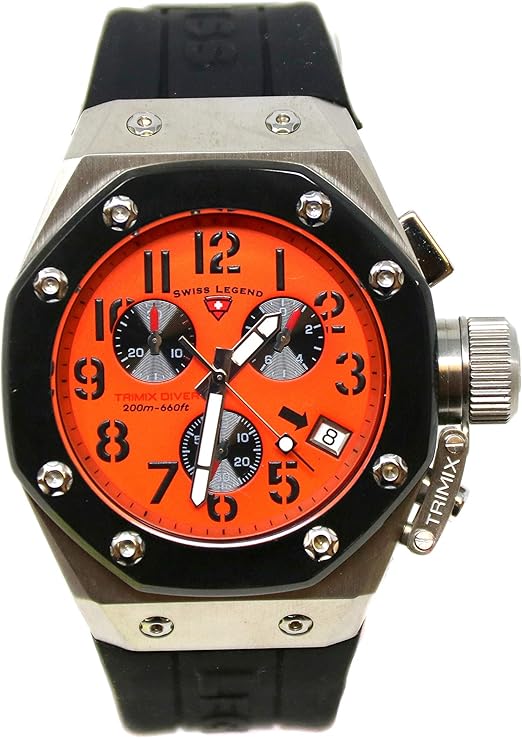 Amazon Com Swiss Legend Men S 10541 06 Bb Trimix Diver Collection Chronograph Black Rubber Watch Watches