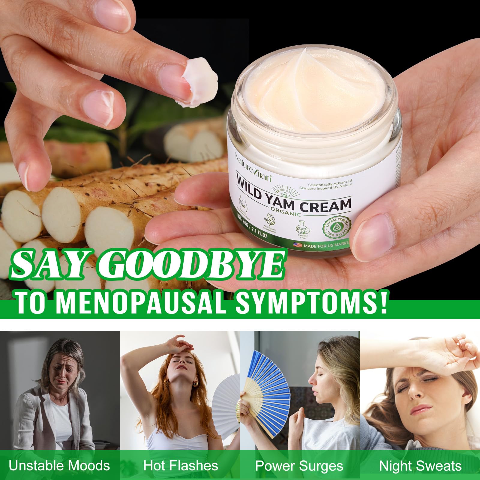 Wild Yam Cream - Wild yam Cream - Suitable for Relieving Symptoms During Periods of Physical Change - for All Skin Types 2.1floz