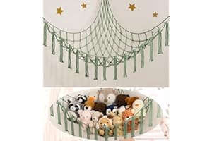 mirolam Stuffed Animal Storage Hammock or Net - Large Toy Hammock Net for Stuffed Animals Corner - Hanging Stuff Animal Organizer Holder Ideas for Plush - Baby Nursery Wall Bedroom Room Decor