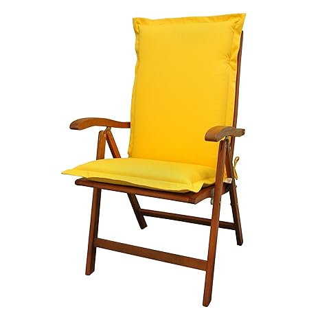 IND-70442-AUHL Sitzauflage Hochlehner Premium, extra dicke Polsterauflage mit Reißverschluss, 120 x 50 x 9 cm, Gelb